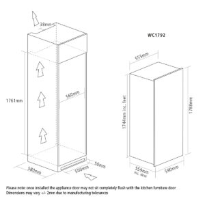 Caple WC1792 In-Column Wine Cabinet Diagram