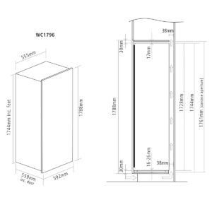 Caple WC1796 BG In-Column Wine Cabinet Diagram