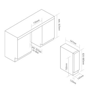Caple Wi159 Undercounter Single Zone Slimline Wine Cooler Diagram