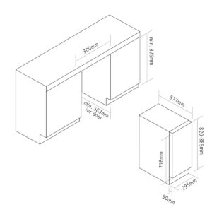 Caple Wi3125 Undercounter Single Zone Wine Cooler Stainless Steel Diagram