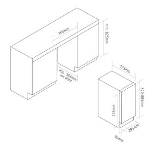 Caple Wi3155 BG Undercounter Single Zone Wine Cabinet Diagram