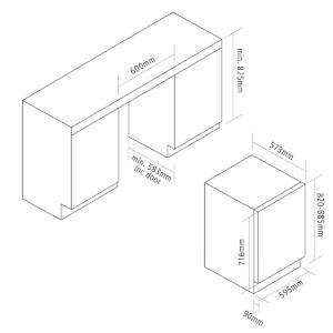 Caple Wi6155BG Undercounter Dual Zone Wine Cabinet Diagram