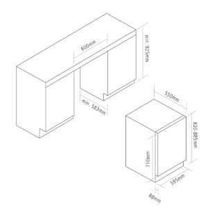 Caple Wi6161 Fully Integrated Undercounter Dual Zone Wine Cooler Diagram