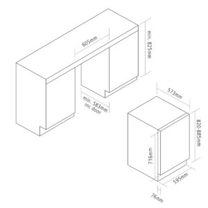 Caple Wi6234 Undercounter Dual Zone Side by Side Wine Cooler Stainless Steel Diagram