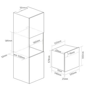 Caple C2106 C2105 60cm Electric Soft Close Single Oven Diagram