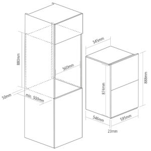 Caple C3371BG Electric Built-In Double Oven Black Glass Diagram