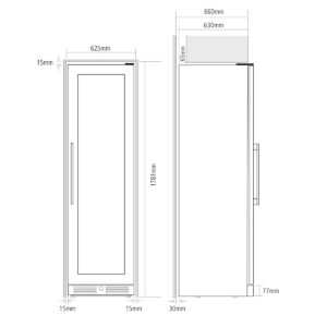 Caple WF1552/WF1553BG Freestanding Triple Zone Wine Cooler Diagram 2